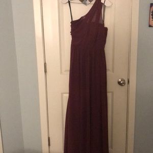 Hayley Paige burgundy formal dress